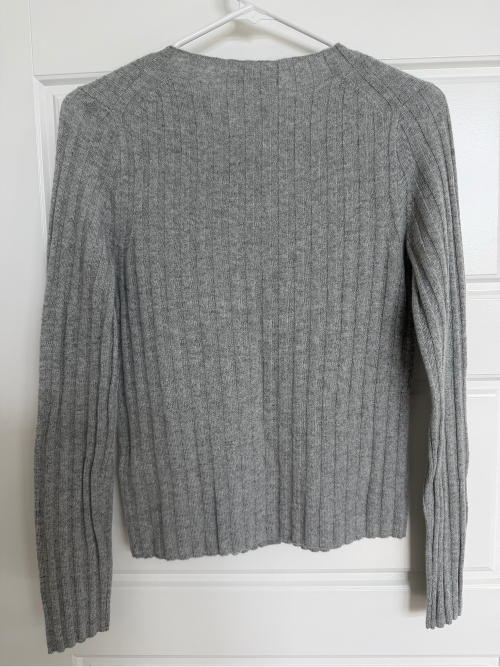 J. Crew Light Gray Ribbed Cashmere Cardigan - Picture 3 of 9